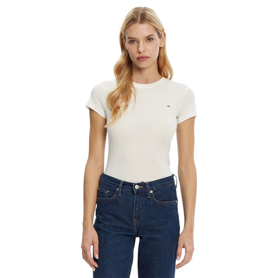 Slim C neck t-shirt maniche corte da donna Tommy Jeans | DW0DW20459YBL